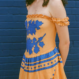 LIANA DRESS IN PAPAYA/BLUE PRESALE