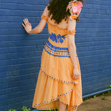 LIANA DRESS IN PAPAYA/BLUE PRESALE