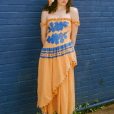 LIANA DRESS IN PAPAYA/BLUE PRESALE