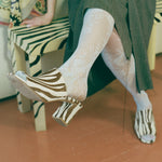 leather pony hair zebra print heeled mule