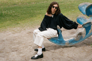 black jersey pique tupi quilt sweater shirt