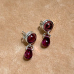 purple glass cabochon stud dangling earring