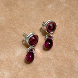 purple glass cabochon stud dangling earring