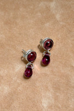 Load image into Gallery viewer, purple glass cabochon stud dangling earring