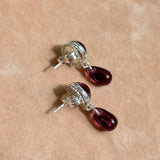 purple glass cabochon stud dangling earring