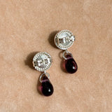 purple glass cabochon stud dangling earring