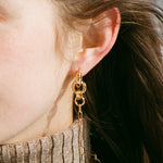 14k gold plated brass circular chain charm earring