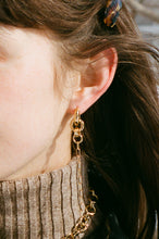 Load image into Gallery viewer, 14k gold plated brass circular chain charm earring