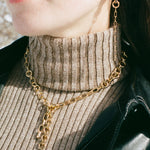 14k gold plated brass circular chain charm earring