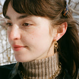 14k gold plated brass circular chain charm earring