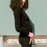 black hot pink cotton elastane pointelle long sleeve