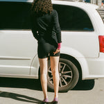 black hot pink cotton elastane pointelle long sleeve