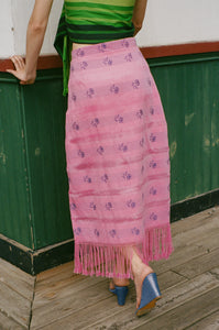 FRINGE MIDI SKIRT IN PINK
