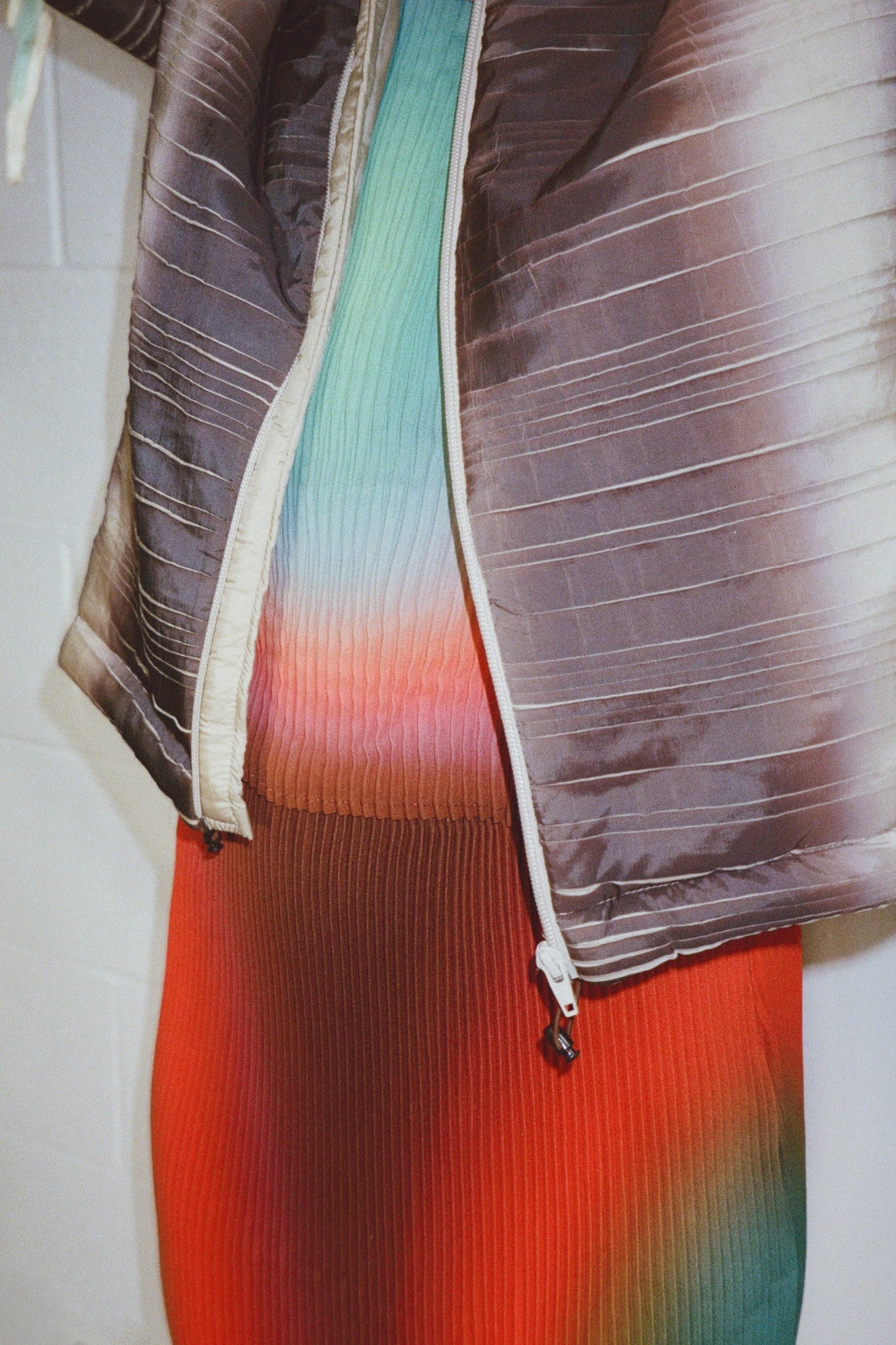 faded beige straight puffer jacket