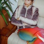 faded beige straight puffer jacket