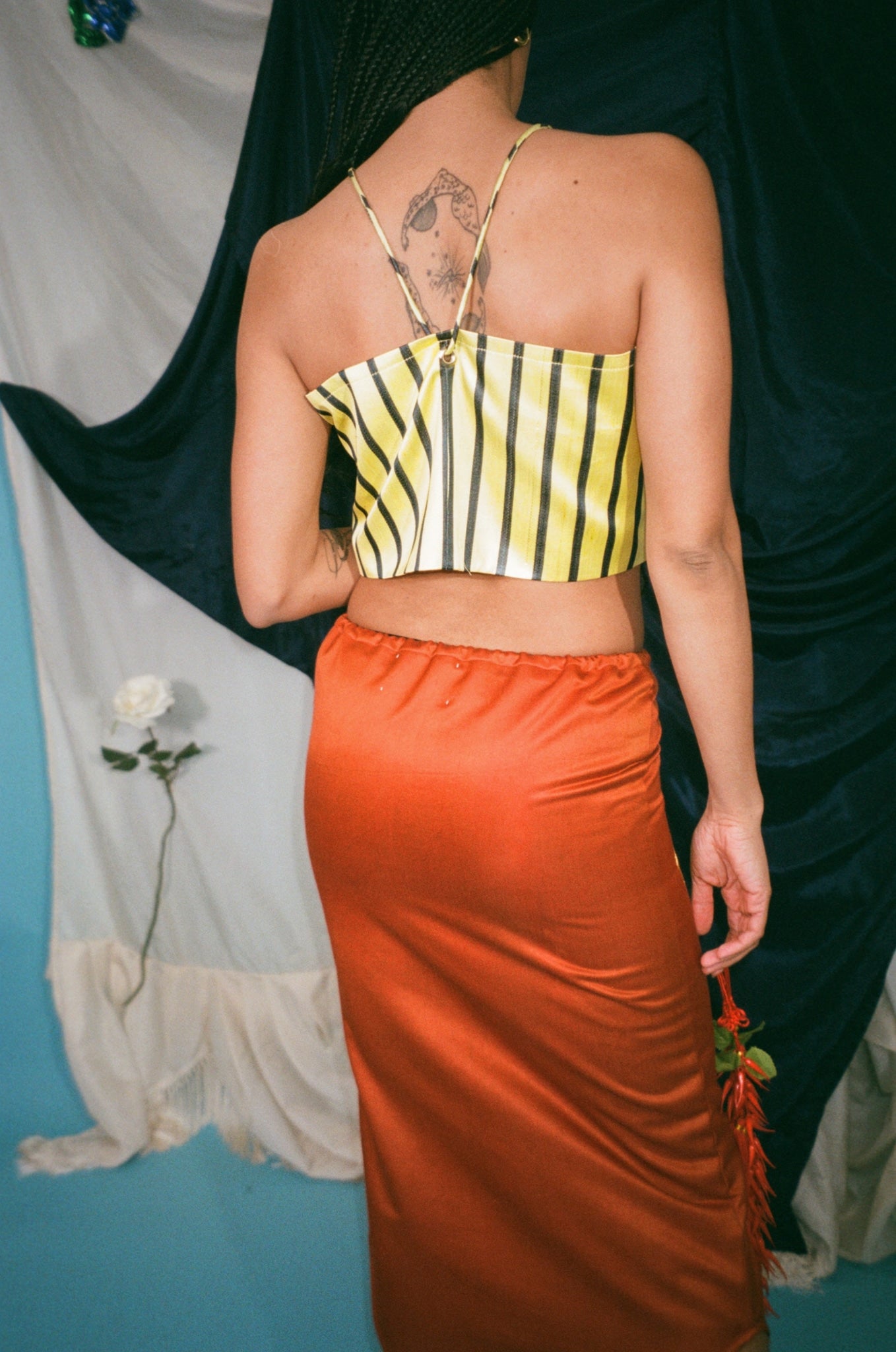PLAYA SKIRT IN ORANGE/ICE - 100% SILK