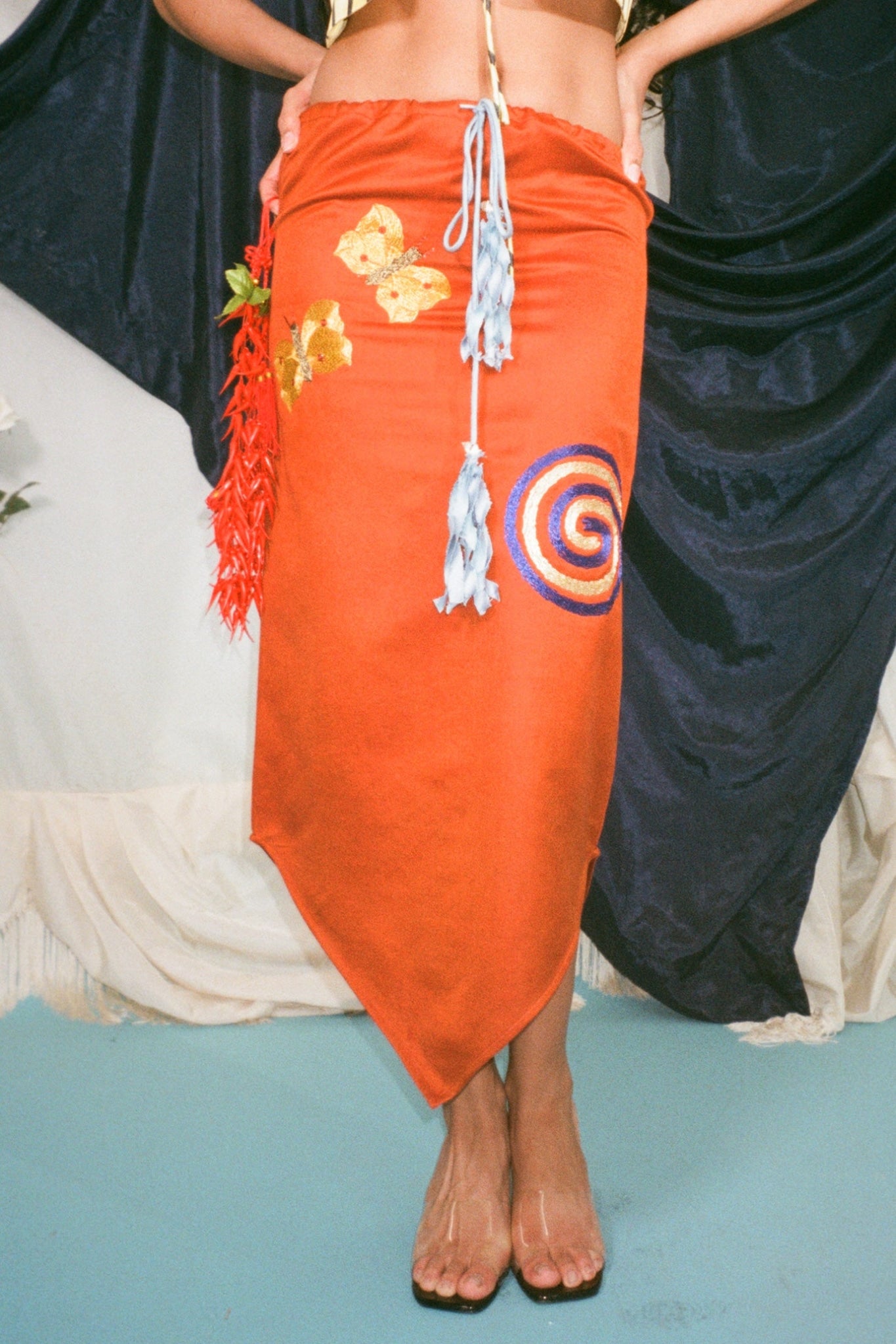 PLAYA SKIRT IN ORANGE/ICE - 100% SILK