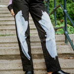 black dyed blue high waisted wide leg jeans