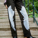 black dyed blue high waisted wide leg jeans