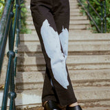 black dyed blue high waisted wide leg jeans