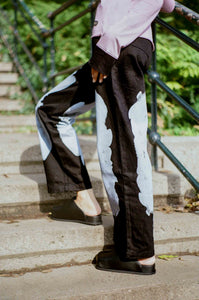 black dyed blue high waisted wide leg jeans