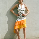 polyester elastane sequin fitted halter dress silk ruffle