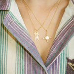 gold plated silver circular sun pearl necklace