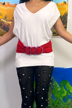 Load image into Gallery viewer, red lambskin pink ring thick 80s snap belt