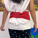 red lambskin pink ring thick 80s snap belt