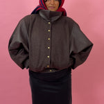 brown wool leather oversized bomber jacket