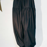 navy wool pinstripe 80s fashion jogger pant