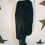 navy wool pinstripe 80s fashion jogger pant