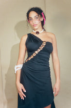 Load image into Gallery viewer, RECYCLED POLY BEADED FIESTA MINI DRESS IN PIRATE BLACK - Luna Del Pinal