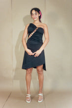 Load image into Gallery viewer, RECYCLED POLY BEADED FIESTA MINI DRESS IN PIRATE BLACK - Luna Del Pinal
