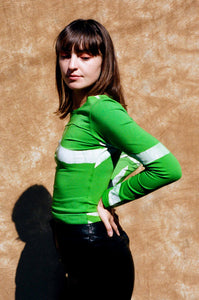 green hand batik fitted long sleeve top