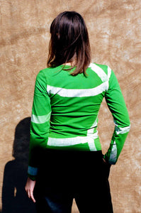 green hand batik fitted long sleeve top