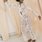 white lace cotton see through fitted jumpsuit