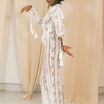 white lace cotton see through fitted jumpsuit