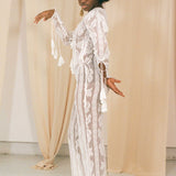 white lace cotton see through fitted jumpsuit
