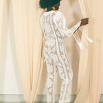 white lace cotton see through fitted jumpsuit