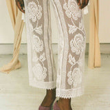 white lace cotton see through fitted jumpsuit