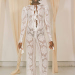 white lace cotton see through fitted jumpsuit
