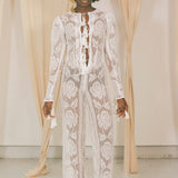 white lace cotton see through fitted jumpsuit