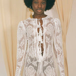 white lace cotton see through fitted jumpsuit