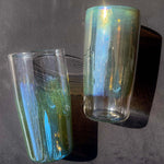 clear green blue yellow jelly dipped glass tumbler