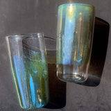 clear green blue yellow jelly dipped glass tumbler
