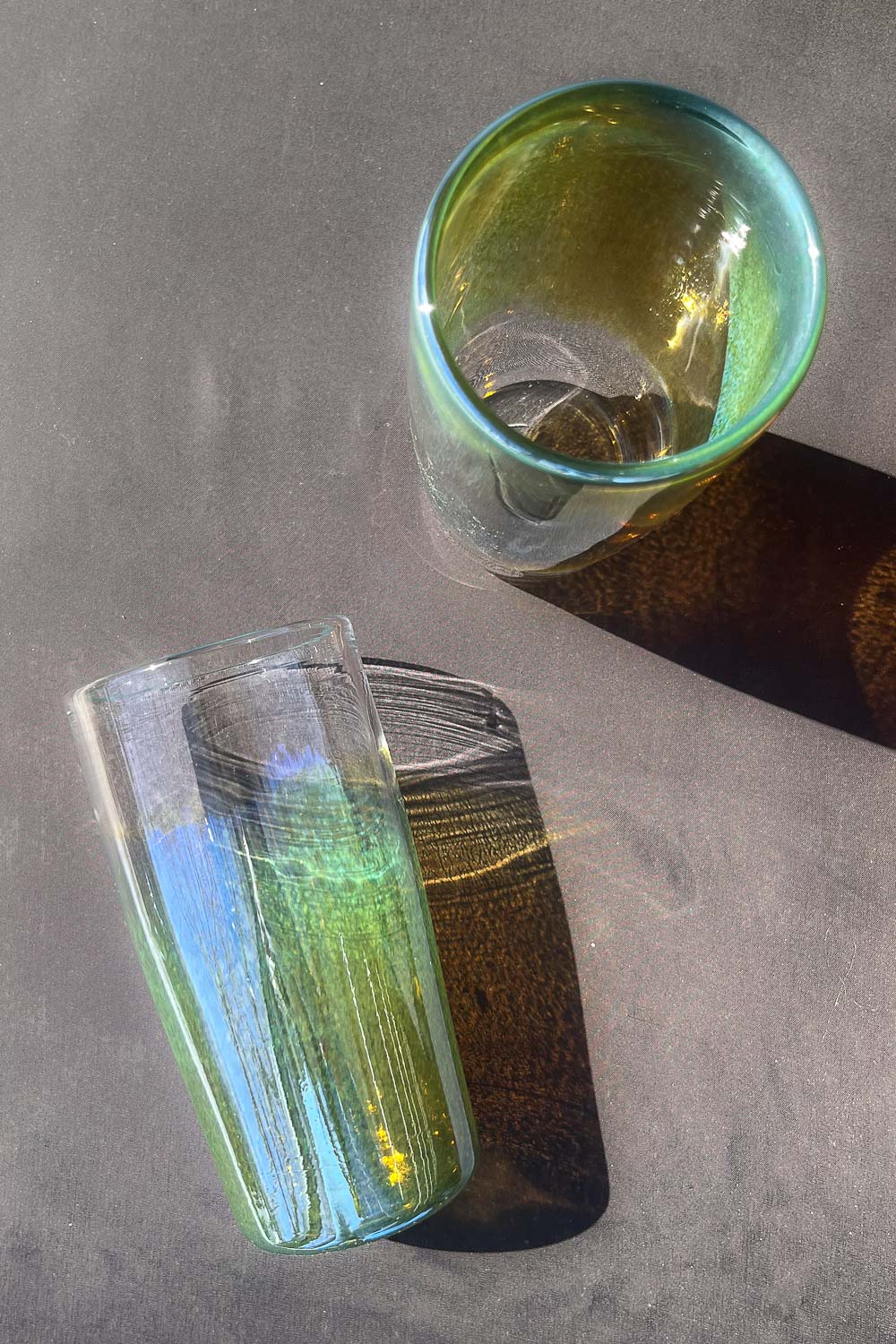 clear green blue yellow jelly dipped glass tumbler