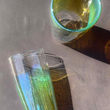 clear green blue yellow jelly dipped glass tumbler