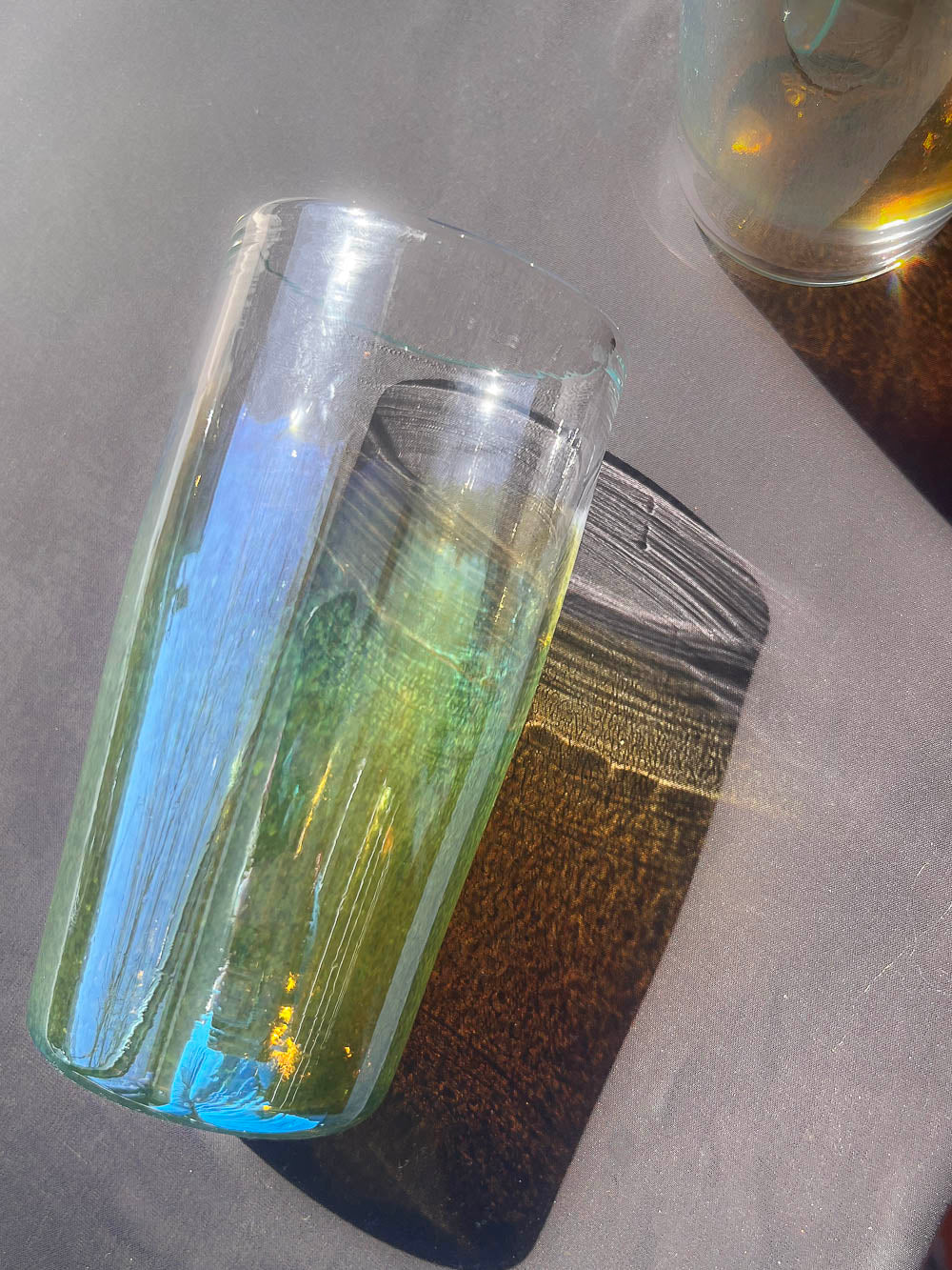 clear green blue yellow jelly dipped glass tumbler