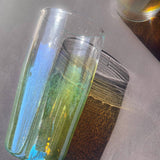 clear green blue yellow jelly dipped glass tumbler